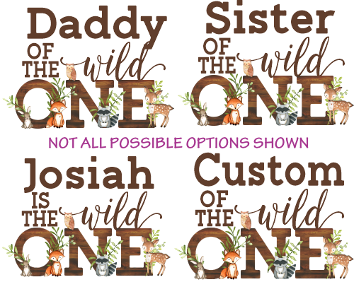 (s379-3) Wild One Baby Forest Animals Family Custom Collection