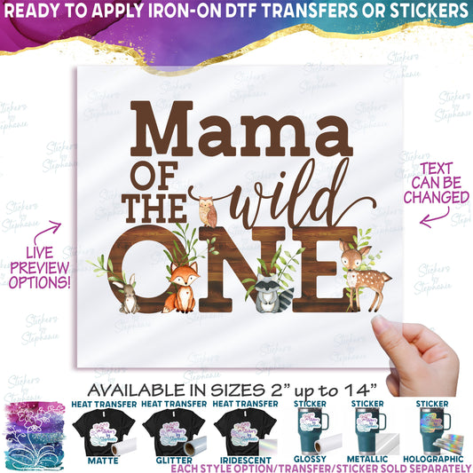 (s379-3) Wild One Baby Forest Animals Family Custom Text