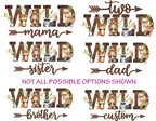 (s379-4) Wild One Baby Forest Animals Family Custom Text