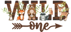 (s379-4) Wild One Baby Forest Animals Family Custom Text