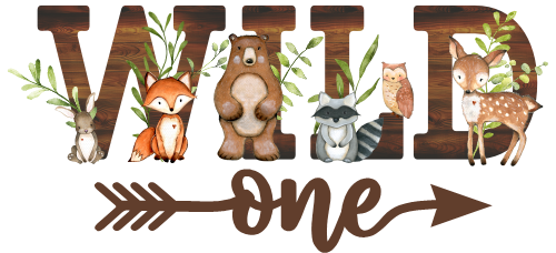 (s379-4) Wild One Baby Forest Animals Family Custom Text