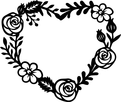 (038-02-C) Rose Roses Heart Flower Frame