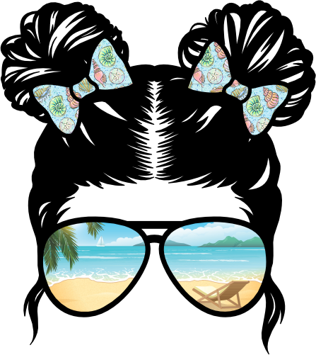(s382-Beach-B) Messy Bun Hair Kid Girl Beach View Sunglasses