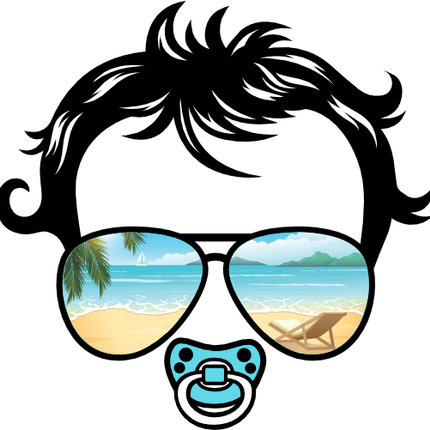 (382-Beach-D) Messy Bun Hair Baby Boy Beach View Sunglasses