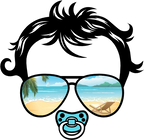 (382-Beach) Messy Bun Hair Mom Girl Dad Boy Baby Beach View Sunglasses