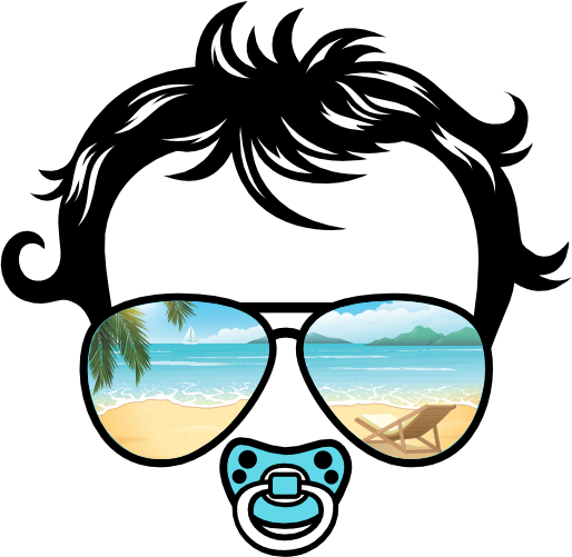 (382-Beach-D) Messy Bun Hair Baby Boy Beach View Sunglasses