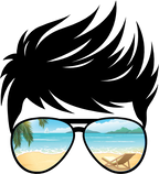 (382-Beach) Messy Bun Hair Mom Girl Dad Boy Baby Beach View Sunglasses