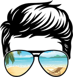 (382-Beach) Messy Bun Hair Mom Girl Dad Boy Baby Beach View Sunglasses