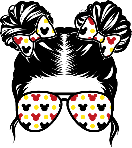 (382-Disney) Messy Bun Hair Mom Girl Dad Boy Baby Mickey Mouse Sunglasses