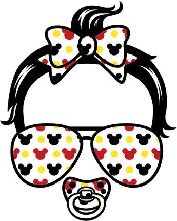 (382-Disney-C) Messy Bun Hair Baby Girl Mickey Mouse Sunglasses