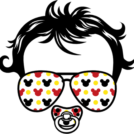 (382-Disney-D) Messy Bun Hair Baby Boy Mickey Mouse Sunglasses