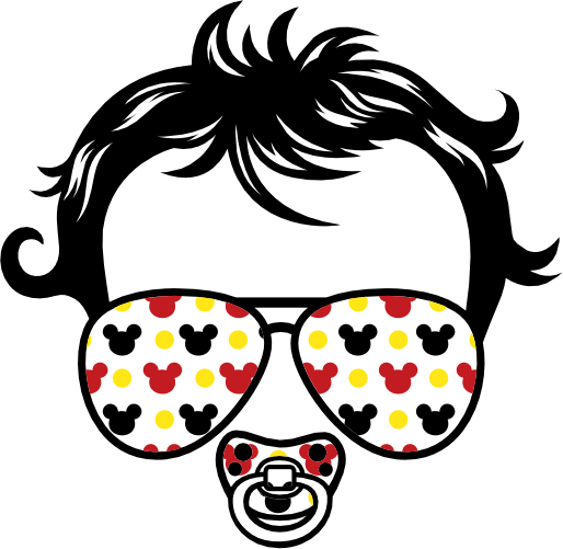 (382-Disney-D) Messy Bun Hair Baby Boy Mickey Mouse Sunglasses
