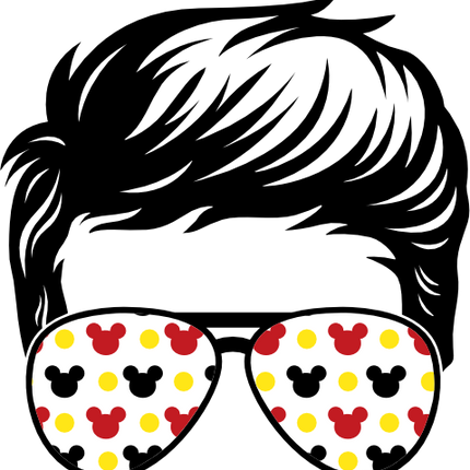 (382-Disney-F) Messy Bun Hair Boy Mickey Mouse Sunglasses