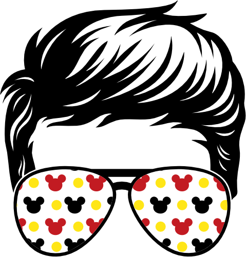 (382-Disney-F) Messy Bun Hair Boy Mickey Mouse Sunglasses