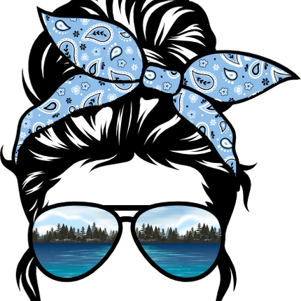 (382-Lake-A) Messy Bun Hair Mom Lake View Sunglasses