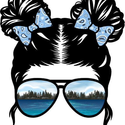 (382-Lake-B) Messy Bun Hair Girl Lake View Sunglasses