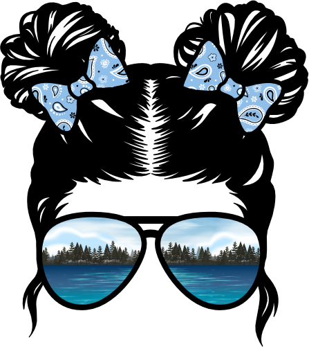 (382-Lake) Messy Bun Hair Mom Girl Dad Boy Baby Lake View Sunglasses