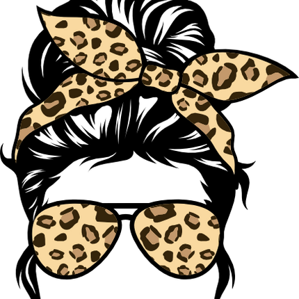 (382-P4011-A) Messy Bun Hair Mom Leopard Print Sunglasses