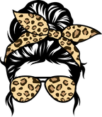 (382-P4011) Messy Bun Hair Mom Girl Dad Boy Baby Leopard Print Sunglasses