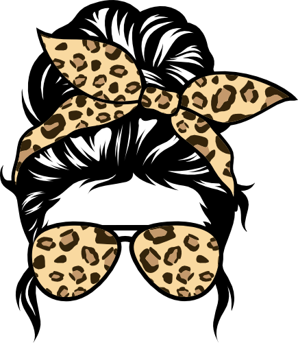 (382-P4011) Messy Bun Hair Mom Girl Dad Boy Baby Leopard Print Sunglasses