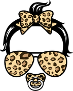 (382-P4011) Messy Bun Hair Mom Girl Dad Boy Baby Leopard Print Sunglasses