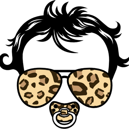 (382-P4011-D) Messy Bun Hair Baby Boy Leopard Print Sunglasses