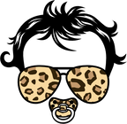 (382-P4011) Messy Bun Hair Mom Girl Dad Boy Baby Leopard Print Sunglasses
