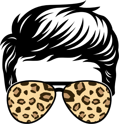 (382-P4011) Messy Bun Hair Mom Girl Dad Boy Baby Leopard Print Sunglasses