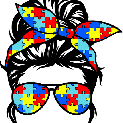 (382-P6301-A) Messy Bun Hair Mom Autism Puzzle Sunglasses