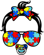 (382-P6301) Messy Bun Hair Mom Girl Dad Boy Baby Autism Puzzle Sunglasses