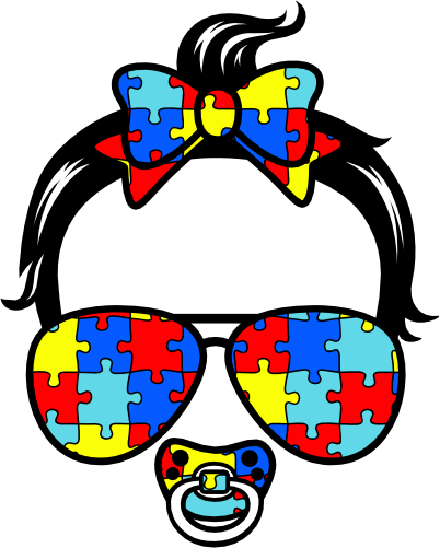 (s382-P6301-C) Messy Hair Baby Girl Autism Puzzle Sunglasses