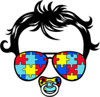 (382-P6301) Messy Bun Hair Mom Girl Dad Boy Baby Autism Puzzle Sunglasses