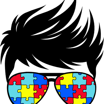 (382-P6301-E) Messy Bun Hair Boy Autism Puzzle Sunglasses