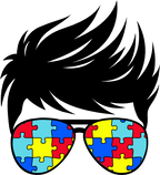 (382-P6301) Messy Bun Hair Mom Girl Dad Boy Baby Autism Puzzle Sunglasses