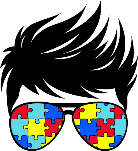 (382-P6301-E) Messy Bun Hair Boy Autism Puzzle Sunglasses