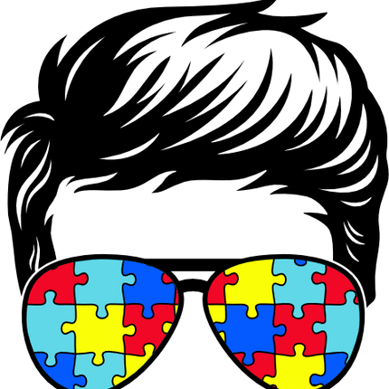 (382-P6301-F) Messy Bun Hair Boy Autism Puzzle Sunglasses