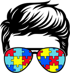 (382-P6301) Messy Bun Hair Mom Girl Dad Boy Baby Autism Puzzle Sunglasses