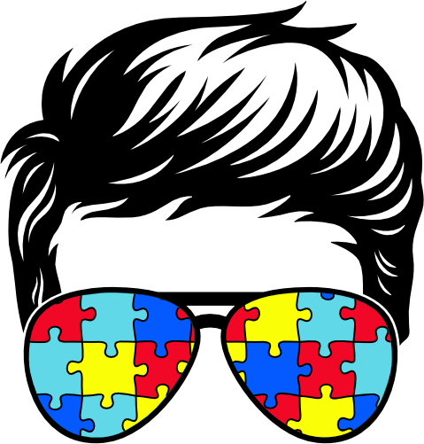 (s382-P6301-F) Messy Hair Dad Boy Autism Puzzle Sunglasses