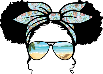 (383-Beach) African American Messy Bun Mom Girl Dad Boy Baby Beach View Sunglasses