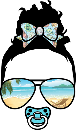 (383-Beach) African American Messy Bun Mom Girl Dad Boy Baby Beach View Sunglasses