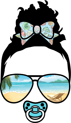 (s383-Beach-C) African American Messy Bun Baby Girl Beach View Sunglasses