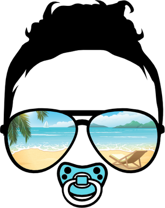 (383-Beach) African American Messy Bun Mom Girl Dad Boy Baby Beach View Sunglasses