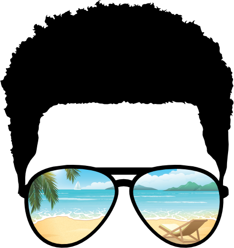 (s383-Beach-F) African American Messy Hair Dad Boy Beach View Sunglasses