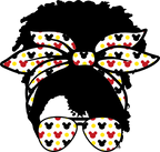 (383-Disney) African American Messy Bun Mom Girl Mickey Mouse Sunglasses