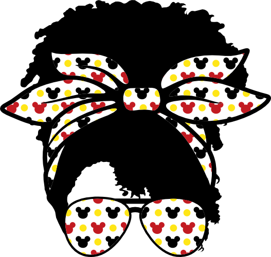 (s383-Disney-A) African American Messy Bun Mom Girl Mickey Mouse Sunglasses