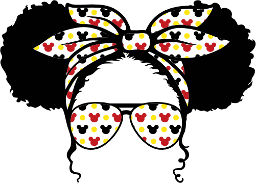 (s383-Disney-B) African American Messy Bun Kid Girl Mickey Mouse Sunglasses