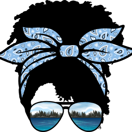 (383-Lake) African American Messy Bun Mom Girl Dad Boy Baby Lake View Sunglasses