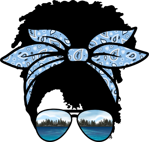 (s383-Lake-A) African American Messy Bun Mom Girl Lake View Sunglasses