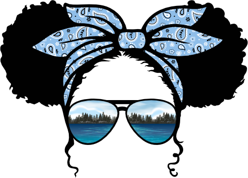 (s383-Lake-B) African American Messy Bun Kid Girl Lake View Sunglasses