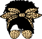 (383-P4011) African American Messy Bun Mom Girl Dad Boy Baby Leopard Print Sunglasses